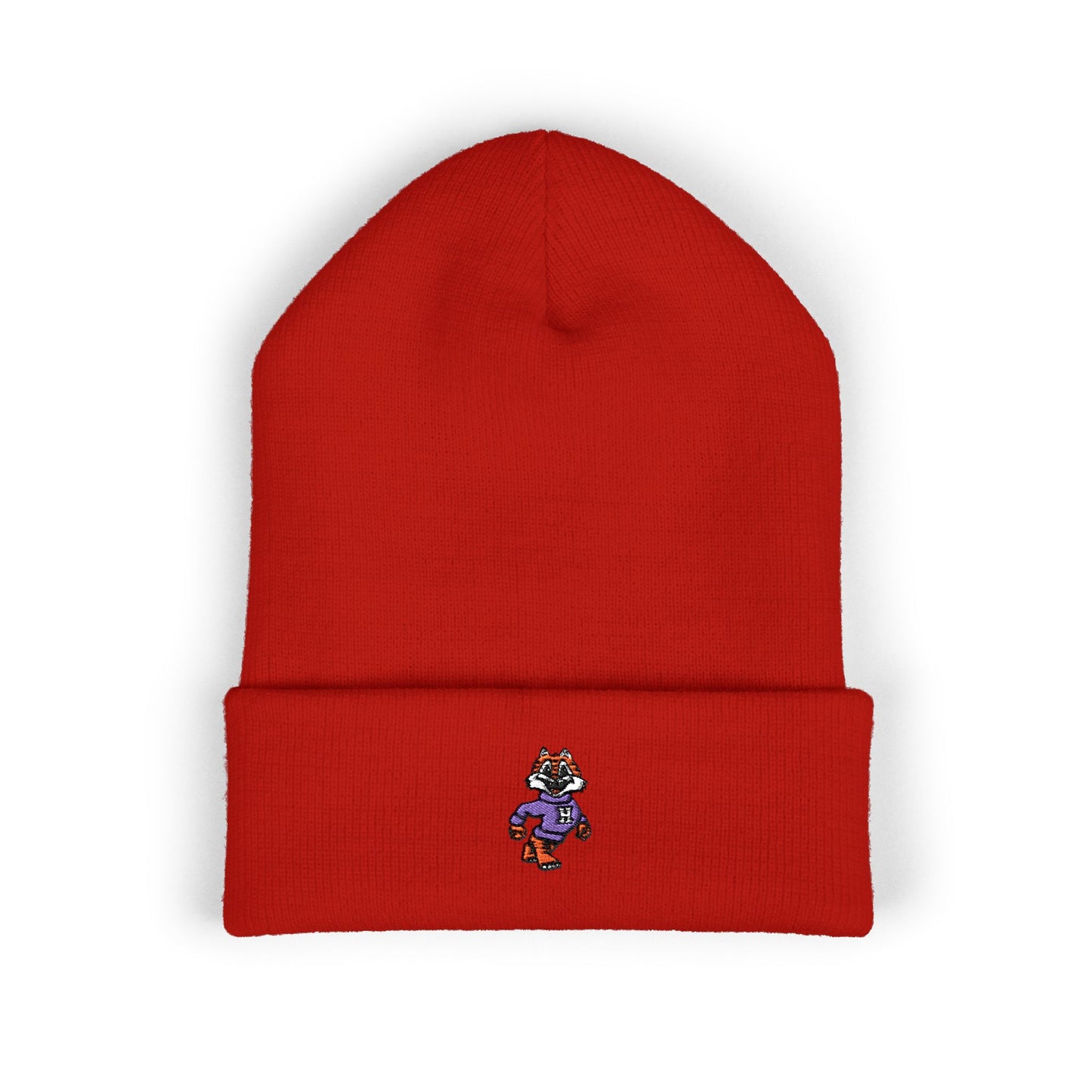 Embroidered Tiger Cuffed Beanie
