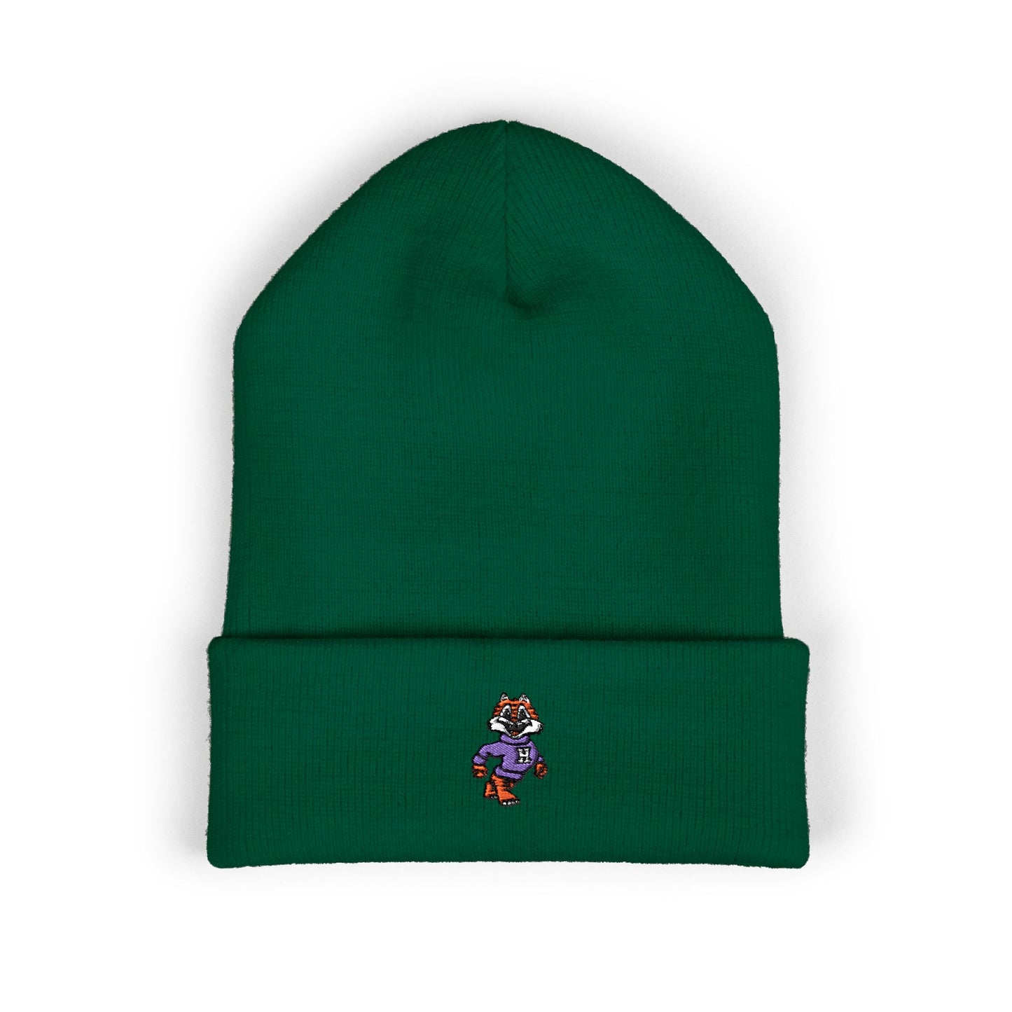 Embroidered Tiger Cuffed Beanie