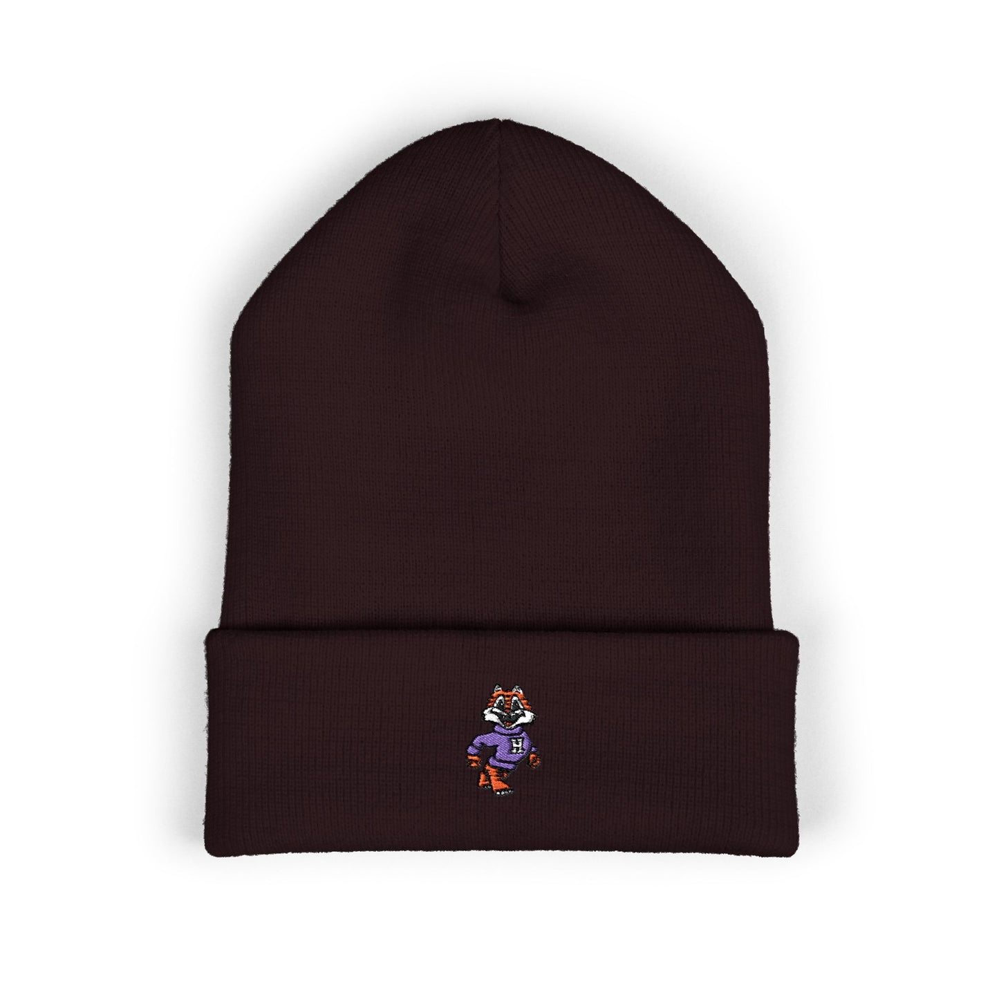 Embroidered Tiger Cuffed Beanie