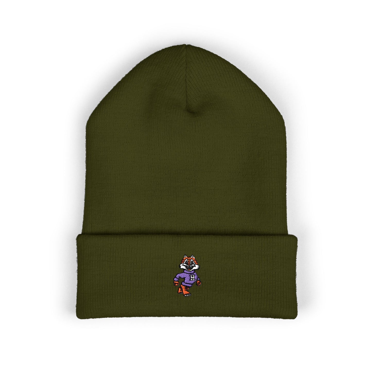 Embroidered Tiger Cuffed Beanie