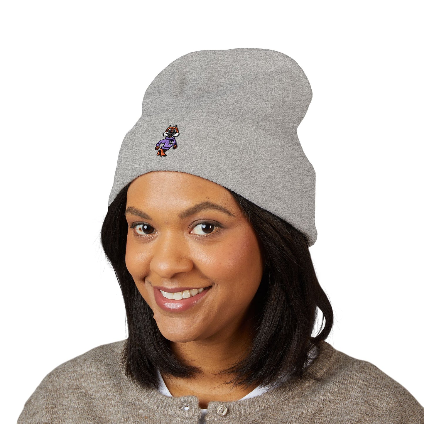 Embroidered Tiger Cuffed Beanie