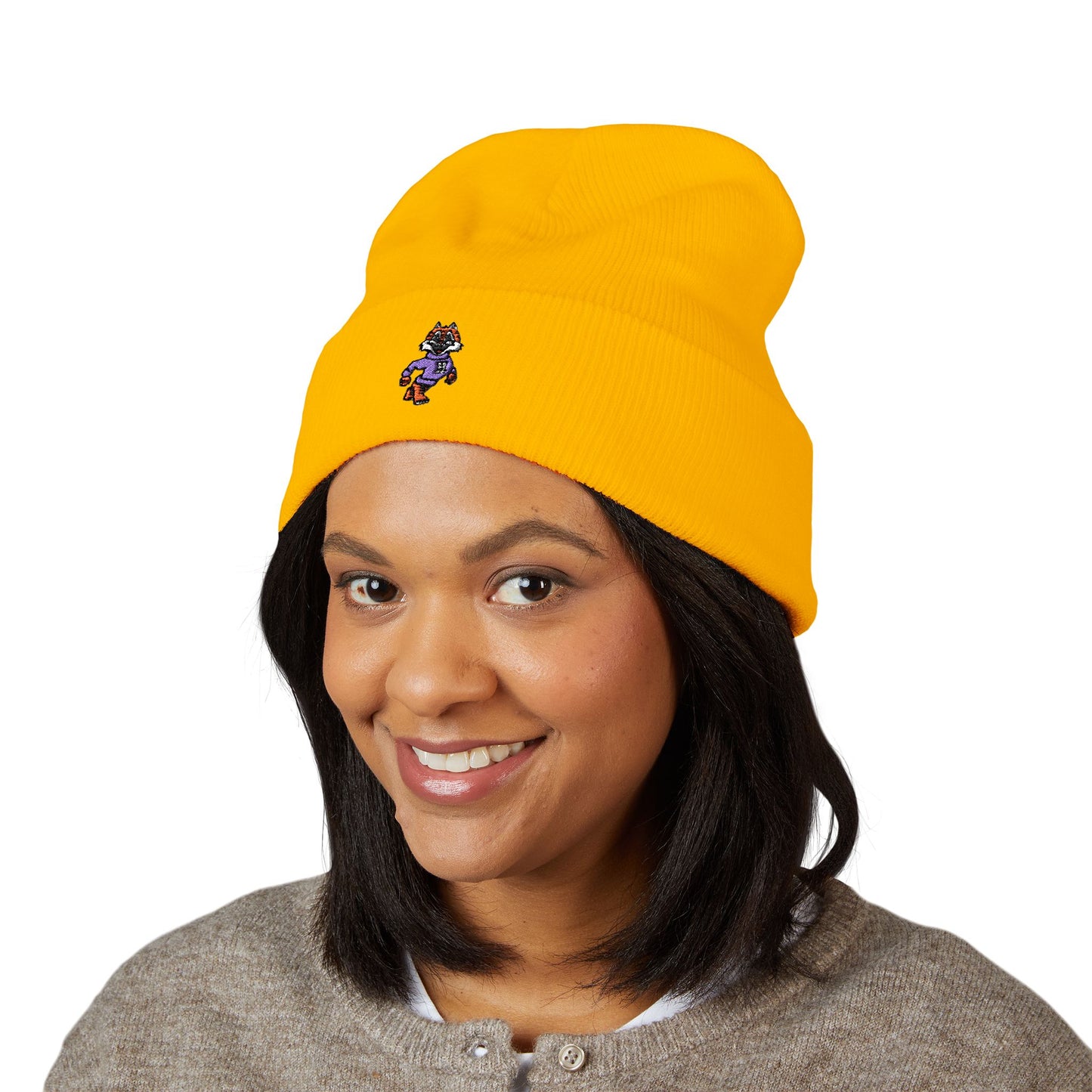 Embroidered Tiger Cuffed Beanie