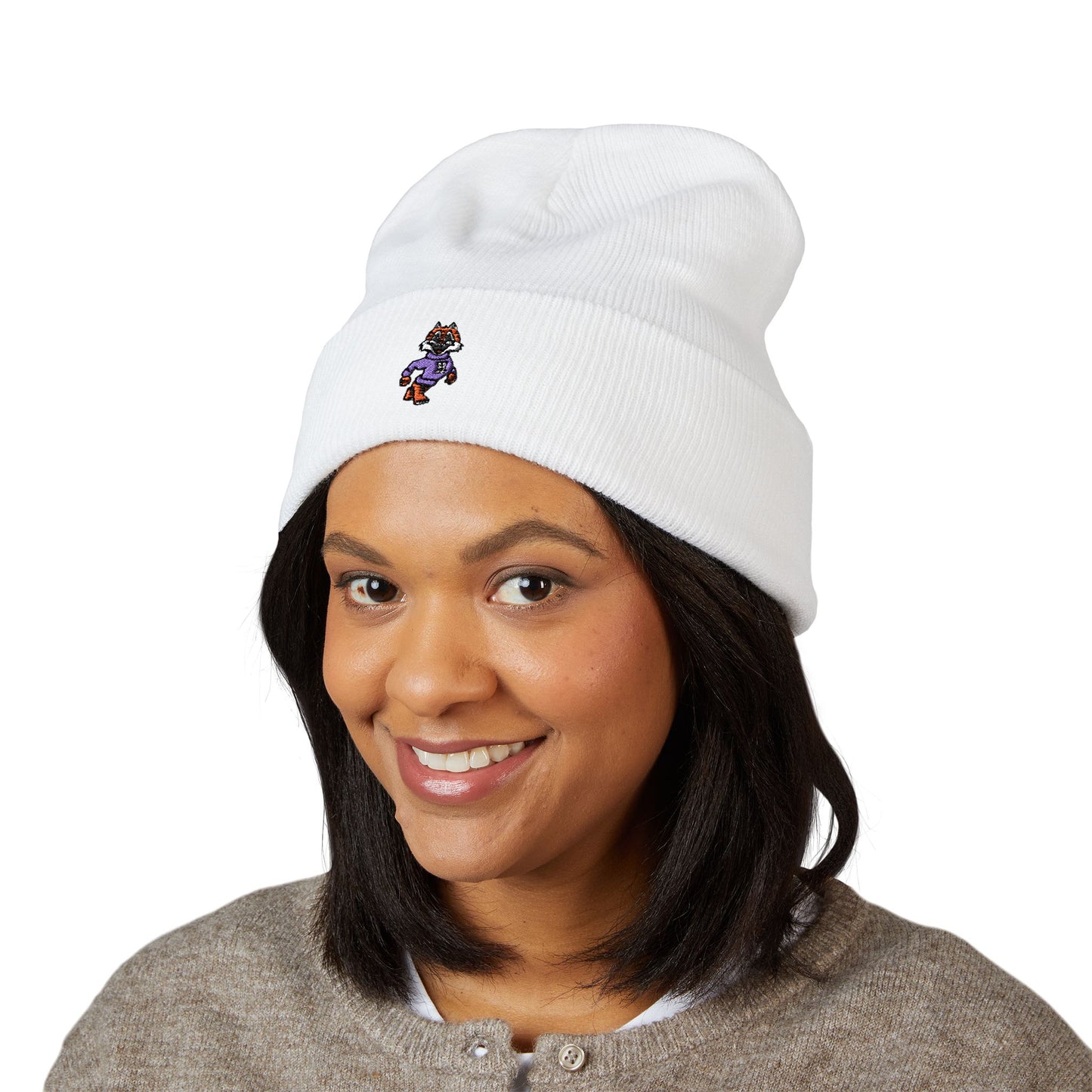 Embroidered Tiger Cuffed Beanie