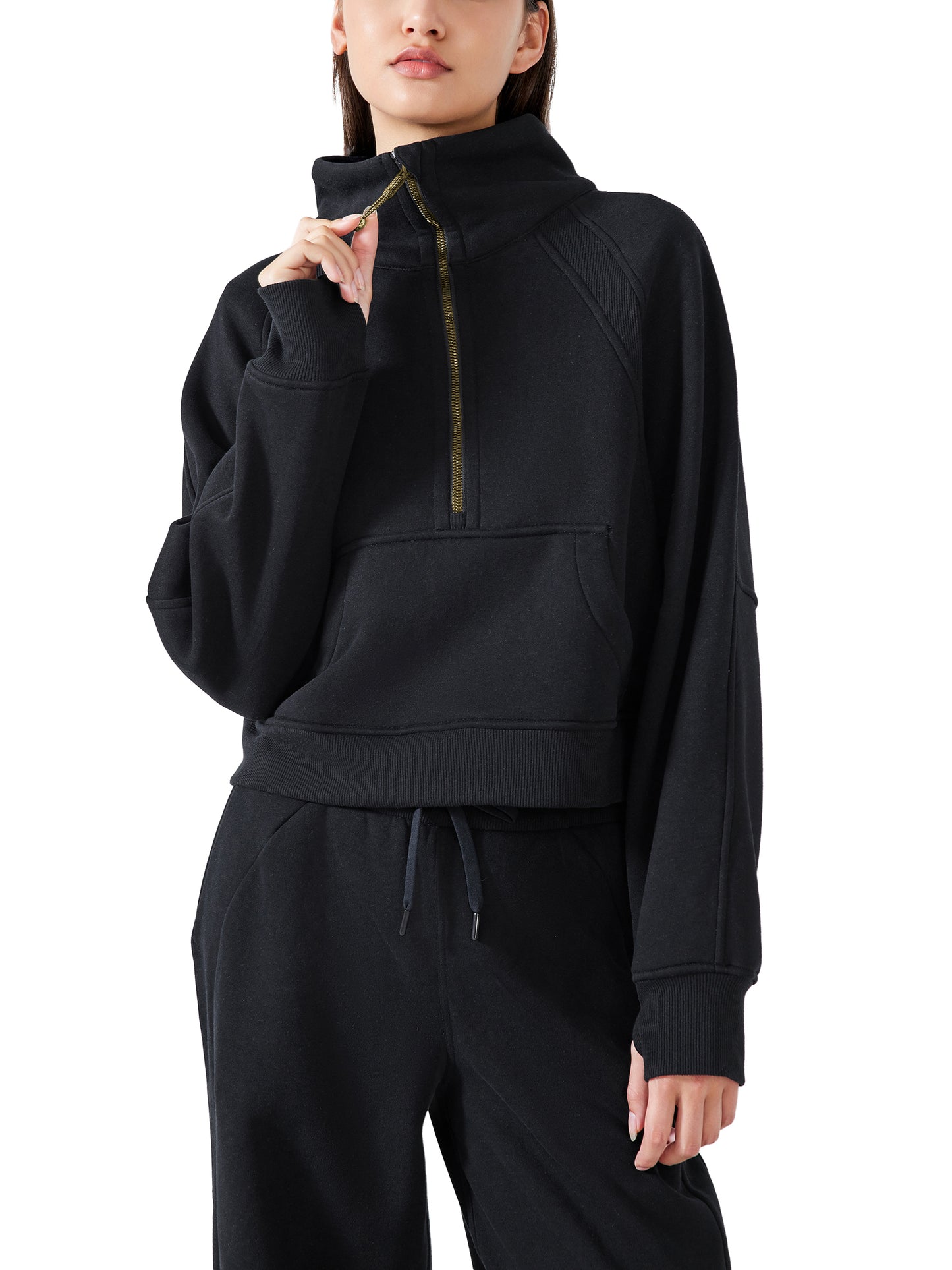 Women's Cropped Half-Zip Sweatshirt